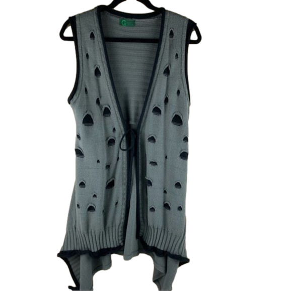 Gallery Collection Jackets & Blazers - Gallery Collection Green/Grey Long Sweater Vest
